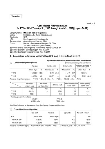 Thumbnail Mitsubishi Motors Financial Statement fy2016