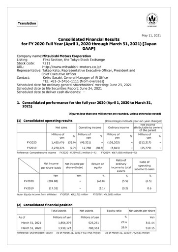 Thumbnail Mitsubishi Motors Financial Statement fy2020