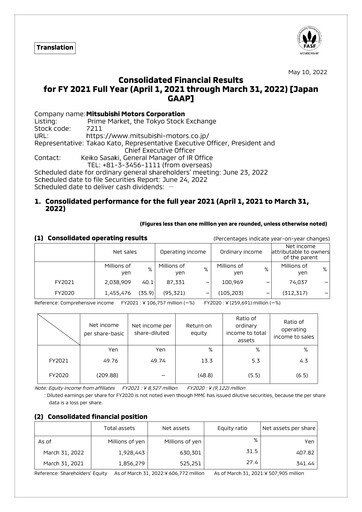 Thumbnail Mitsubishi Motors Financial Statement fy2021