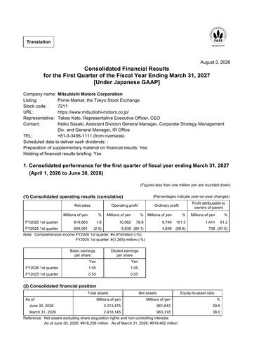 Thumbnail Mitsubishi Motors Quarterly Report 2026-q1