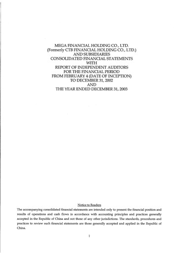 Thumbnail MFHC Financial Statement 2003