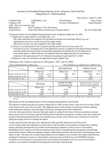 Miniature Capcom Rapport trimestriel 2005-q1