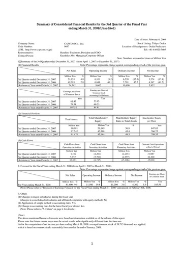 Miniature Capcom Rapport trimestriel 2007-q3