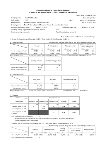 Miniature Capcom Rapport trimestriel 2019-q2