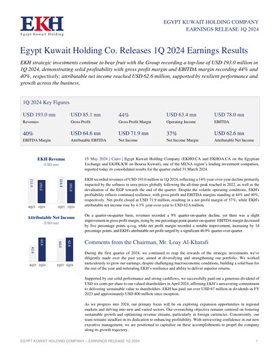 Thumbnail Egypt Kuwait Holding Company Quarterly Report 2024-q1
