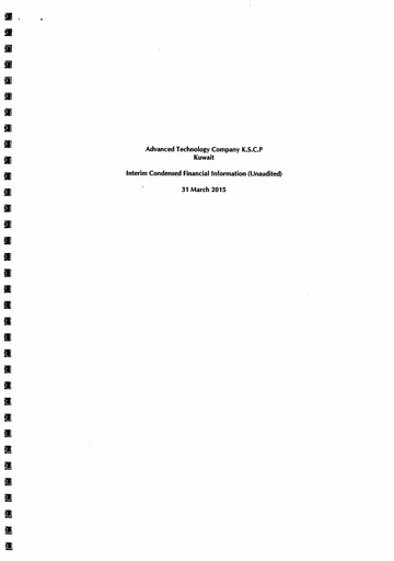 Thumbnail Advanced Technology Company K.S.C.P. Quarterly Report 2015-q1