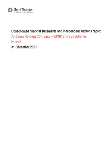 Thumbnail Al-Deera Holding Company Financial Statement 2021