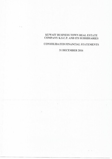 Thumbnail Kuwait Business Town Real Estate Company Financial Statement 2016