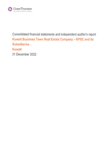 Thumbnail Kuwait Business Town Real Estate Company Financial Statement 2022