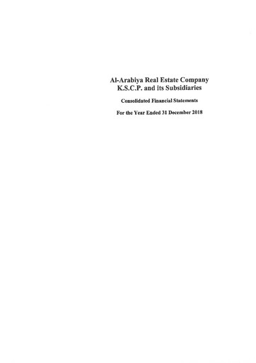 Thumbnail Al-Arabiya Real Estate Company Financial Statement 2018