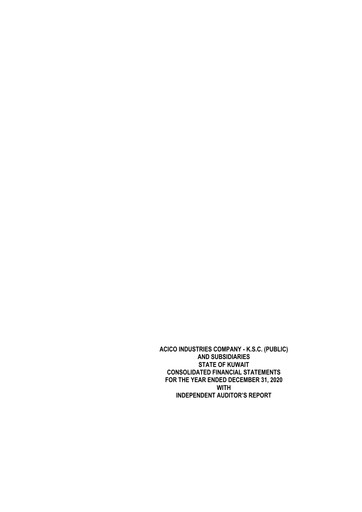 Thumbnail ACICO Industries Company Financial Statement 2020
