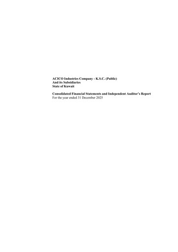 Thumbnail ACICO Industries Company Financial Statement 2025