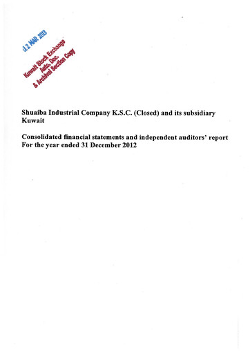 Thumbnail Shuaiba Industrial Company Financial Statement 2012
