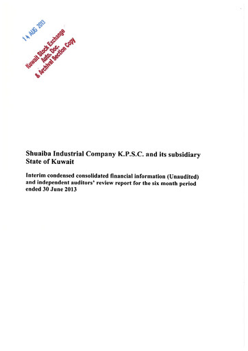 Thumbnail Shuaiba Industrial Company Financial Statement 2013-h1
