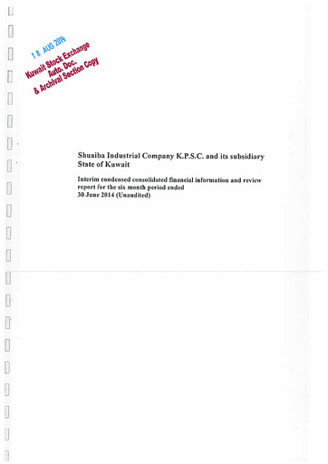 Thumbnail Shuaiba Industrial Company Financial Statement 2014-h1