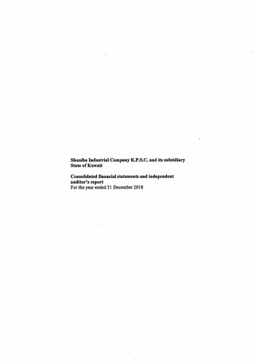 Thumbnail Shuaiba Industrial Company Financial Statement 2018