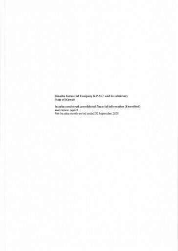 Thumbnail Shuaiba Industrial Company Financial Statement 2020-9m