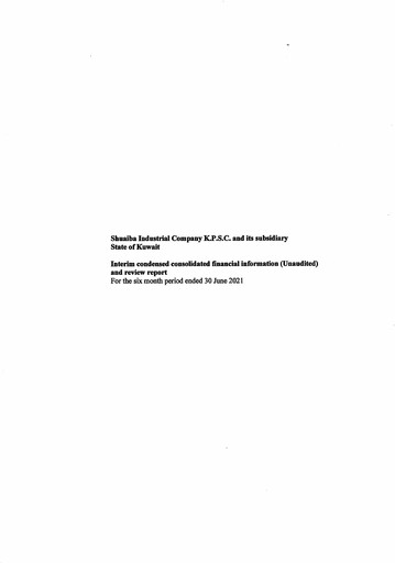 Thumbnail Shuaiba Industrial Company Financial Statement 2021-h1
