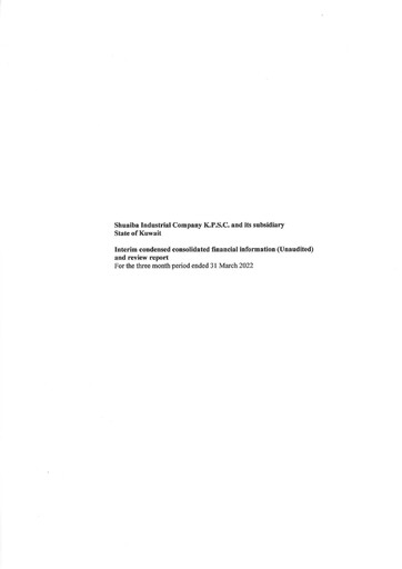 Thumbnail Shuaiba Industrial Company Financial Statement 2022-q1