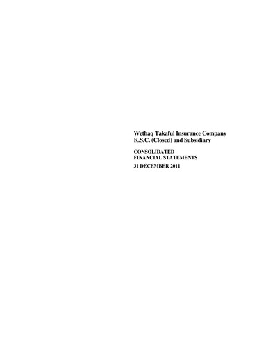 Thumbnail Wethaq Takaful Insurance Company K.S.C.P. Financial Statement 2011