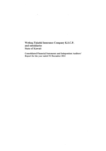 Thumbnail Wethaq Takaful Insurance Company K.S.C.P. Financial Statement 2014