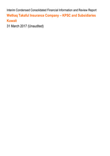 Miniature Wethaq Takaful Insurance Company K.S.C.P. Rapport trimestriel 2017-q1