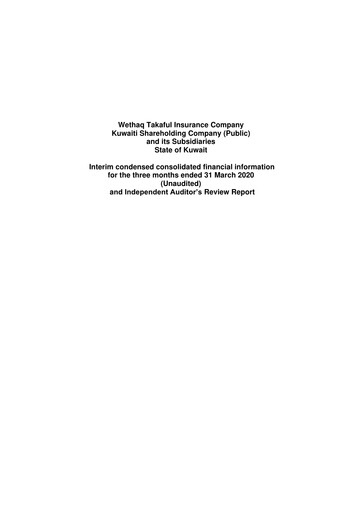 Miniature Wethaq Takaful Insurance Company K.S.C.P. Rapport trimestriel 2020-q1