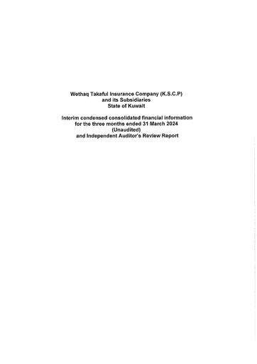 Miniature Wethaq Takaful Insurance Company K.S.C.P. Rapport trimestriel 2024-q1