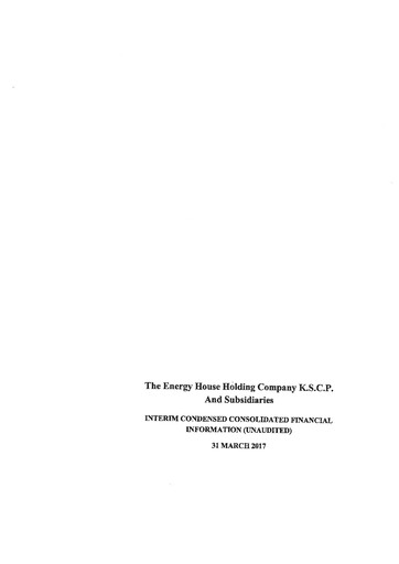Thumbnail The Energy House Holding Company Financial Statement 2017-q1