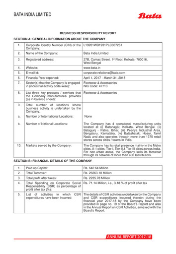 Thumbnail Bata India ESG Report 2017-2018