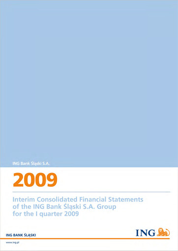 Miniature ING Bank Slaski Rapport trimestriel 2009-q1