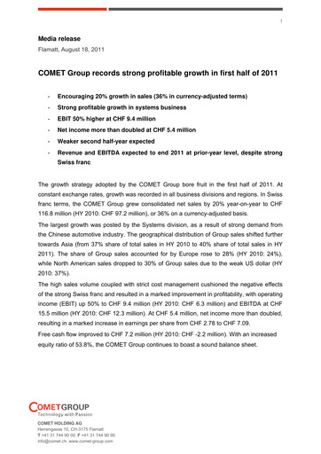 Thumbnail Comet Holding Half-year Report 2011-h1