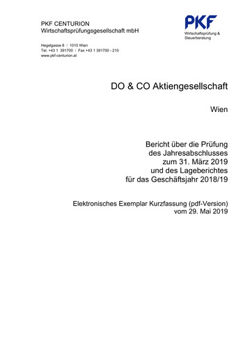 Vorschaubild DO & CO Aktiengesellschaft Finanzmitteilung 2018