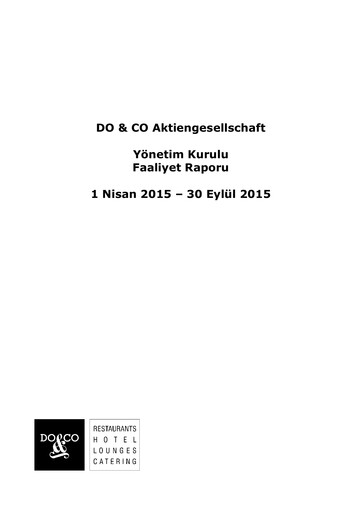 Thumbnail DO & CO Aktiengesellschaft Half-year Report 2015-h1