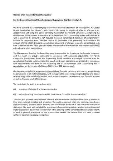 Miniature Sygnity Bilan financier fy2013