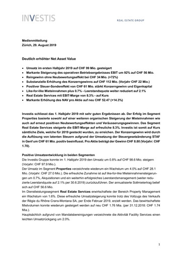 Vorschaubild Investis Holding Halbjahresbericht 2019-h1
