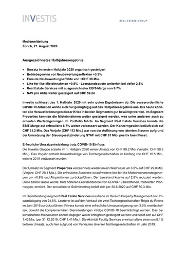 Vorschaubild Investis Holding Halbjahresbericht 2020-h1