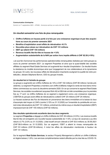 Vorschaubild Investis Holding Halbjahresbericht 2021-h1