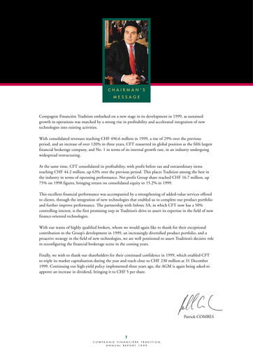 Miniature Compagnie Financière Tradition Rapport annuel 1999
