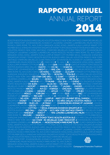 Miniature Compagnie Financière Tradition Rapport annuel 2014