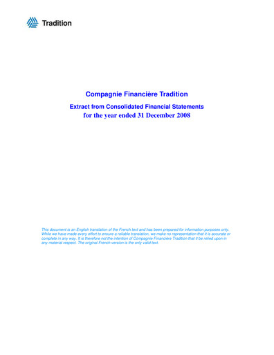 Thumbnail Compagnie Financière Tradition Financial Statement 2008