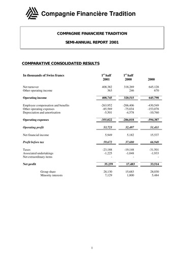 Thumbnail Compagnie Financière Tradition Half-year Report 2001