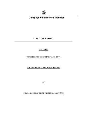 Thumbnail Compagnie Financière Tradition Half-year Report 2002