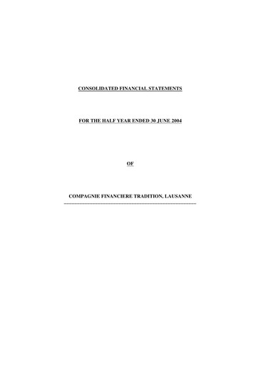 Thumbnail Compagnie Financière Tradition Half-year Report 2004