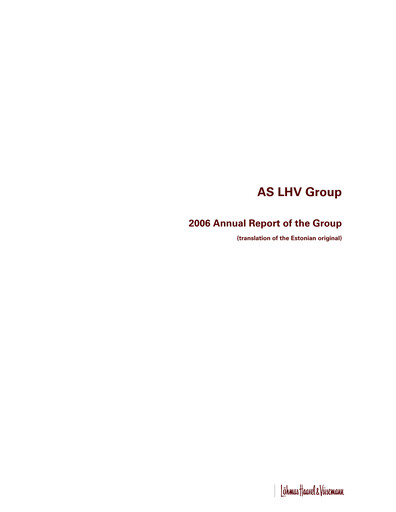 Thumbnail AS LHV Group Annual Report 2006
