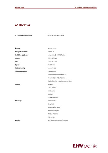 Thumbnail AS LHV Group Quarterly Report 2011-q3