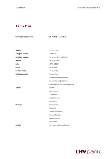Thumbnail AS LHV Group Quarterly Report 2012-q4