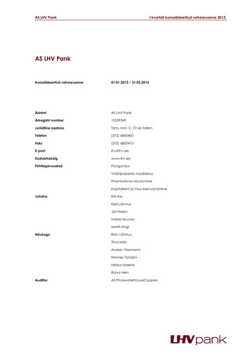 Thumbnail AS LHV Group Quarterly Report 2013-q1