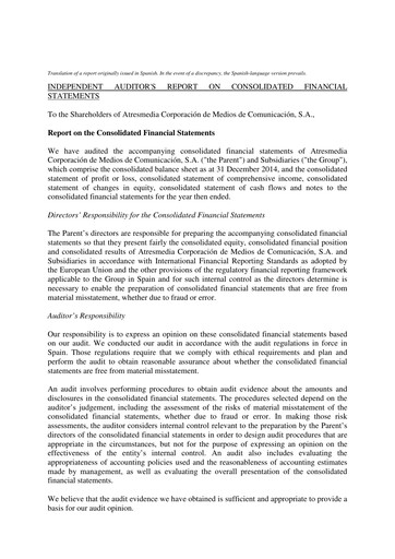 Thumbnail Atresmedia Corporación de Medios de Comunicación, S.A. Financial Statement 2014