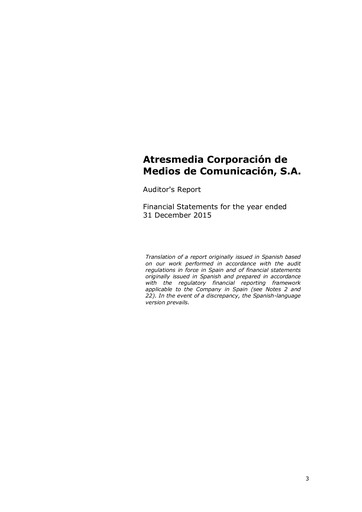 Thumbnail Atresmedia Corporación de Medios de Comunicación, S.A. Financial Statement 2015